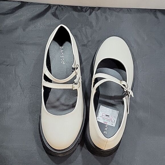 BRAND NEW BAMBOO DOUBLE BUCKLE DECOR FLATFORM MARY JANE SHOES - Picture 5 of 16